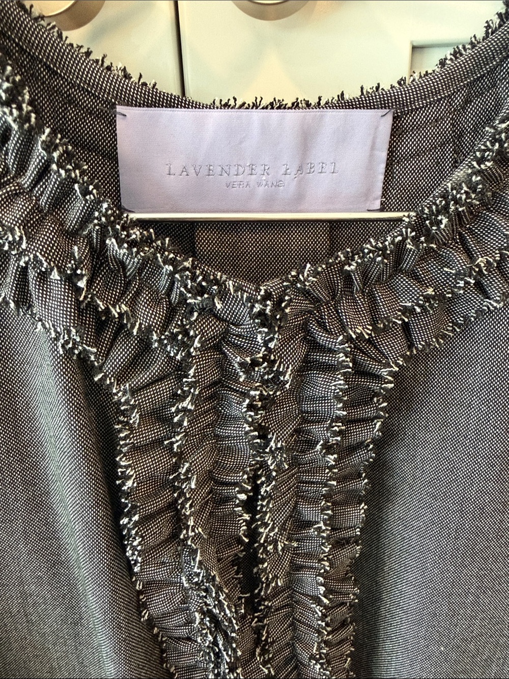 💟Vera Wang Lavender Label Gray Ruffle-Trim Women's Dress